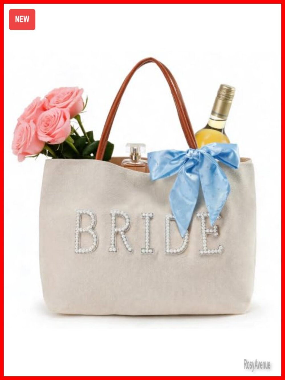 Bride Canvas Tote Bag Leather Handle Bridal Shower Gift